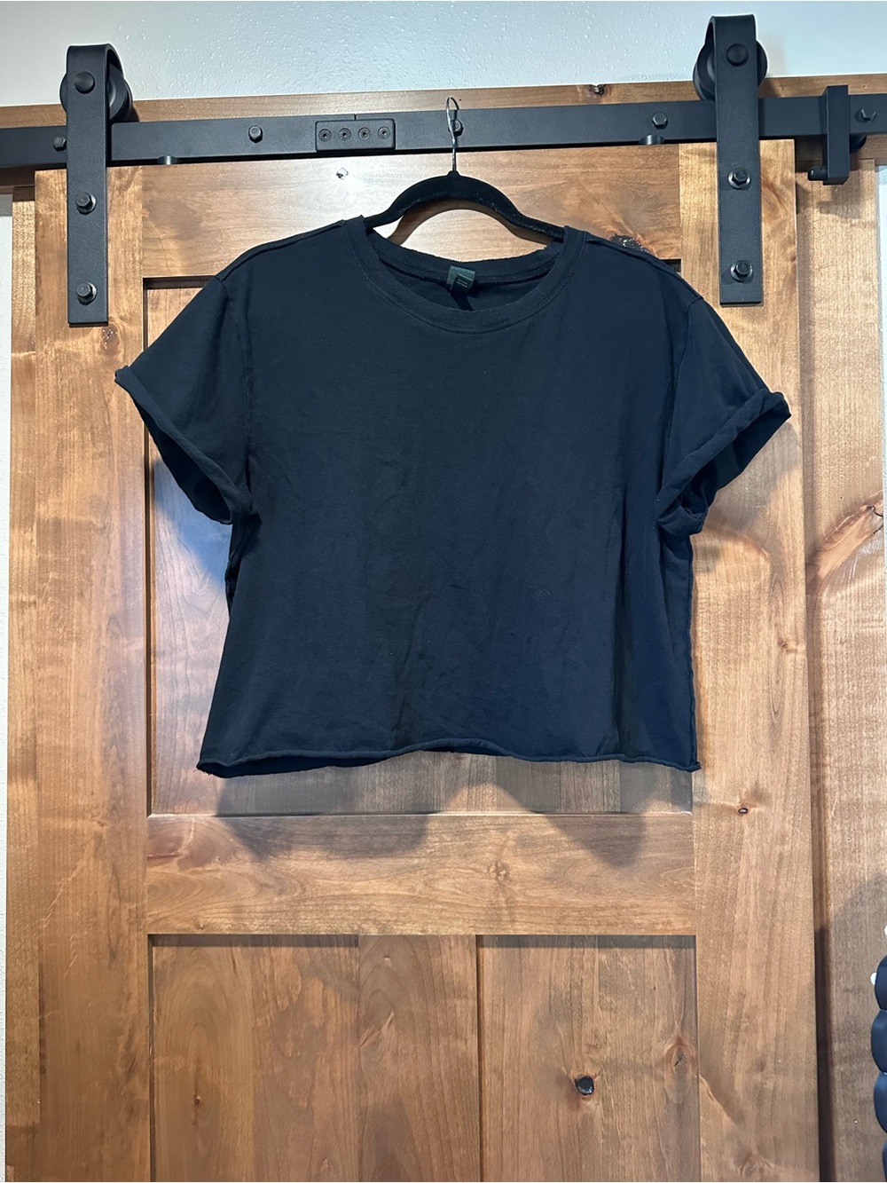 wild fable Black Cropped Crewneck Tee
